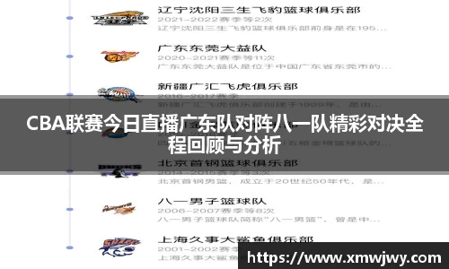 CBA联赛今日直播广东队对阵八一队精彩对决全程回顾与分析